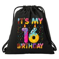 It's My 16th Birthday Sweet Donut 16 Years Old Funny Gift Drawstring Bag