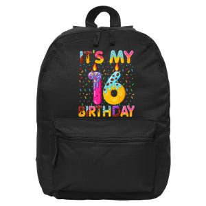 It's My 16th Birthday Sweet Donut 16 Years Old Funny Gift 16 in Basic Backpack