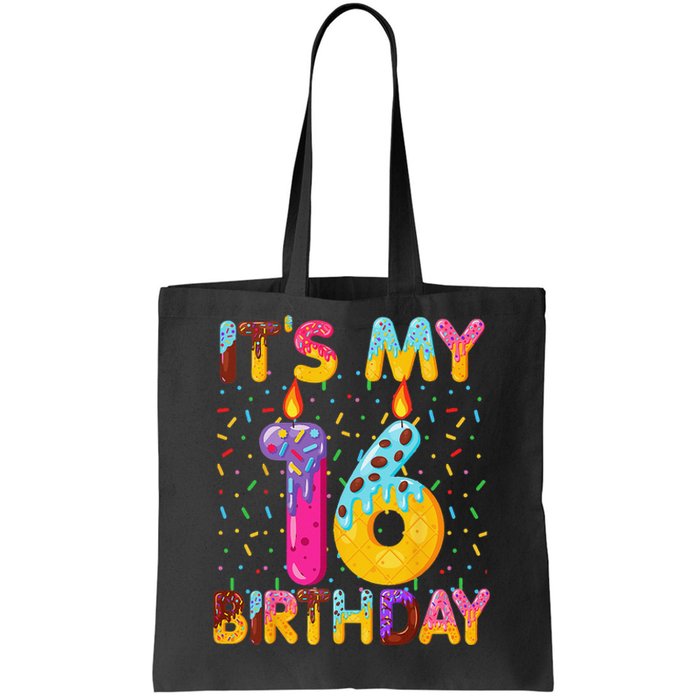 It's My 16th Birthday Sweet Donut 16 Years Old Funny Gift Tote Bag