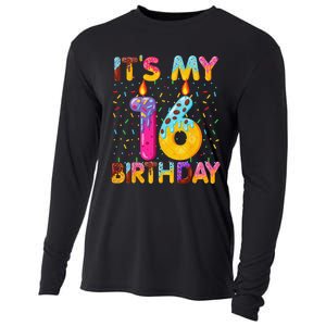 It's My 16th Birthday Sweet Donut 16 Years Old Funny Gift Cooling Performance Long Sleeve Crew