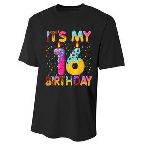 It's My 16th Birthday Sweet Donut 16 Years Old Funny Gift Performance Sprint T-Shirt