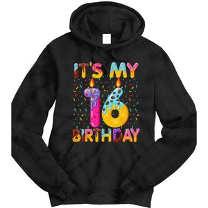 It's My 16th Birthday Sweet Donut 16 Years Old Funny Gift Tie Dye Hoodie