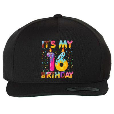 It's My 16th Birthday Sweet Donut 16 Years Old Funny Gift Wool Snapback Cap