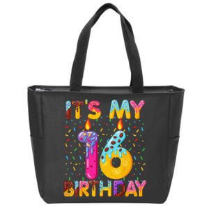 It's My 16th Birthday Sweet Donut 16 Years Old Funny Gift Zip Tote Bag