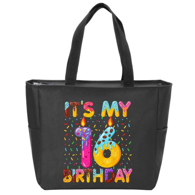 It's My 16th Birthday Sweet Donut 16 Years Old Funny Gift Zip Tote Bag