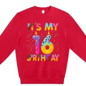 It's My 16th Birthday Sweet Donut 16 Years Old Funny Gift Premium Crewneck Sweatshirt