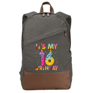 It's My 16th Birthday Sweet Donut 16 Years Old Funny Gift Cotton Canvas Backpack