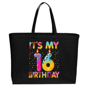 It's My 16th Birthday Sweet Donut 16 Years Old Funny Gift Cotton Canvas Jumbo Tote