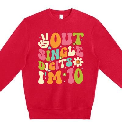 It's My 10th Birthday Peace Out Single Digits Im 10 Year Old Premium Crewneck Sweatshirt