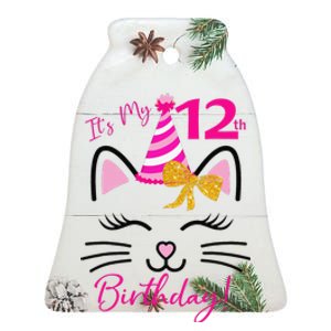 It's My 12th Birthday Funny Cat Birthday 12 Year Old Ceramic Bell Ornament