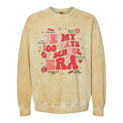 In My 100 Days Of School Era Retro Groovy 100th Day Teachers Colorblast Crewneck Sweatshirt