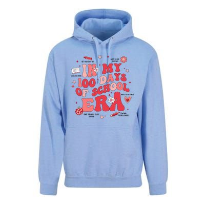 In My 100 Days Of School Era Retro Groovy 100th Day Teachers Unisex Surf Hoodie