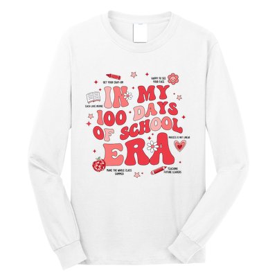 In My 100 Days Of School Era Retro Groovy 100th Day Teachers Long Sleeve Shirt