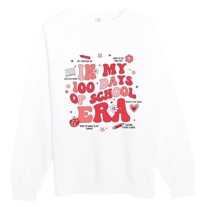 In My 100 Days Of School Era Retro Groovy 100th Day Teachers Premium Crewneck Sweatshirt