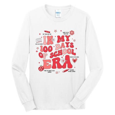 In My 100 Days Of School Era Retro Groovy 100th Day Teachers Tall Long Sleeve T-Shirt