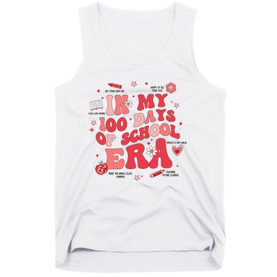 In My 100 Days Of School Era Retro Groovy 100th Day Teachers Tank Top