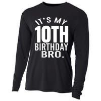 It's My 10th Birthday Bro Tenth Birthday Party Boys Girls Cooling Performance Long Sleeve Crew