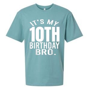 It's My 10th Birthday Bro Tenth Birthday Party Boys Girls Sueded Cloud Jersey T-Shirt