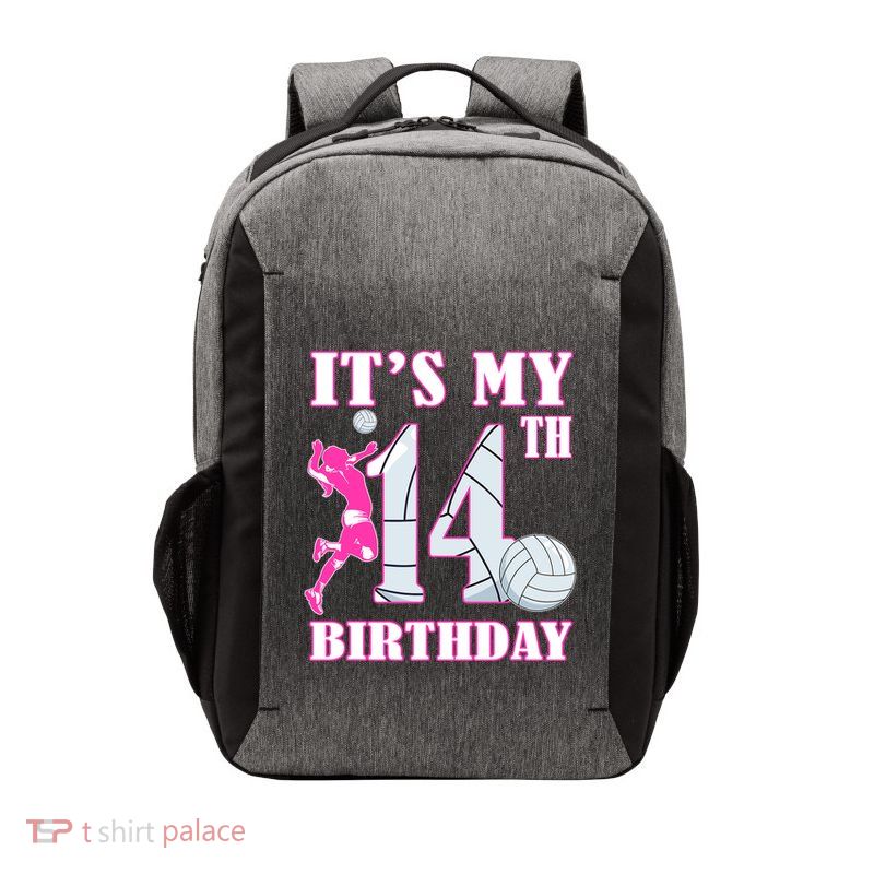 ItS My 14th Birthday Girl Volleyball Theme 14 Year Old Vector Backpack