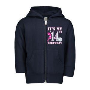 ItS My 14th Birthday Girl Volleyball Theme 14 Year Old Toddler Zip Fleece Hoodie