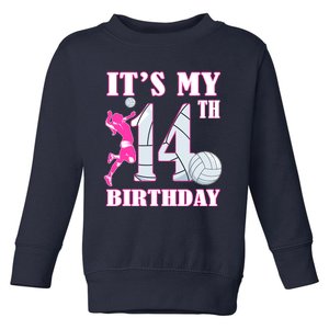 ItS My 14th Birthday Girl Volleyball Theme 14 Year Old Toddler Sweatshirt