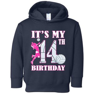 ItS My 14th Birthday Girl Volleyball Theme 14 Year Old Toddler Hoodie