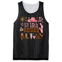 Its My 15 Year Old 15th Birthday Rodeo Cowgirl Mesh Reversible Basketball Jersey Tank