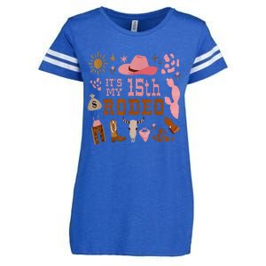 Its My 15 Year Old 15th Birthday Rodeo Cowgirl Enza Ladies Jersey Football T-Shirt