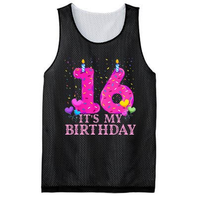 It's My 16th Birthday Sweet donut Happy 16 Year Old Mesh Reversible Basketball Jersey Tank