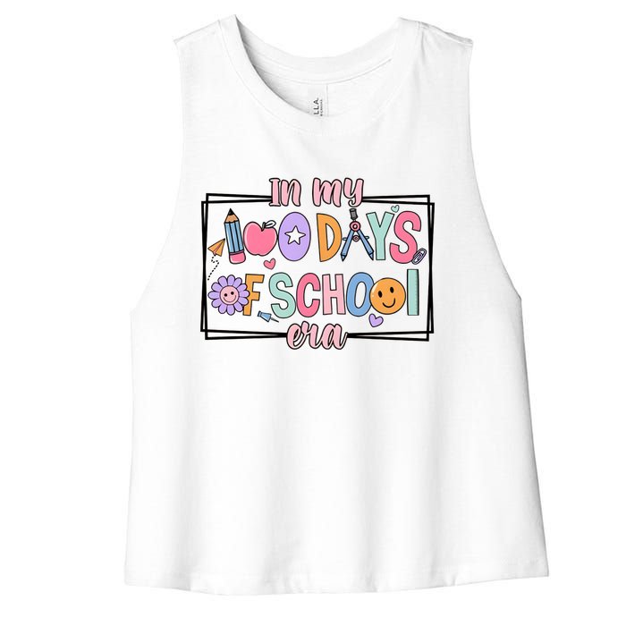 In My 100 Days Of School Era Back To School Women's Racerback Cropped Tank