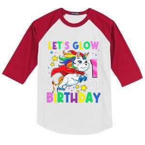 It's My 1st Birthday Unicorn 1 Year Olds Outfit Kids Colorblock Raglan Jersey