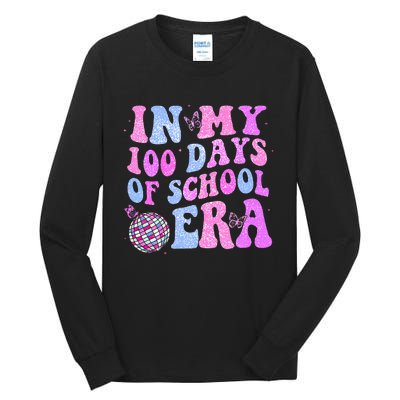 In My 100 Days Of School Era Retro Disco 100th Day Of School Tall Long Sleeve T-Shirt