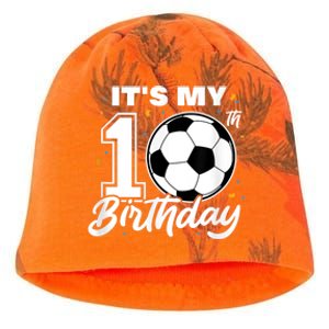 It's My 10th Birthday Soccer Football Ten 10 Years Old Kati - Camo Knit Beanie