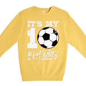 ItS My 10th Birthday Soccer Player 10 Bday Party Team Premium Crewneck Sweatshirt