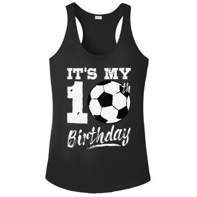 ItS My 10th Birthday Soccer Player 10 Bday Party Team Ladies PosiCharge Competitor Racerback Tank