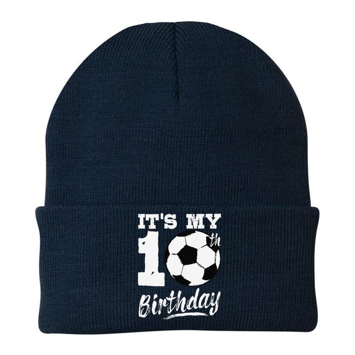 ItS My 10th Birthday Soccer Player 10 Bday Party Team Knit Cap Winter Beanie