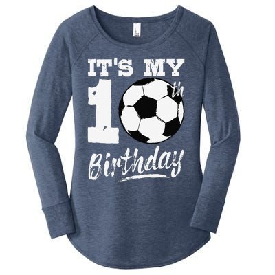 ItS My 10th Birthday Soccer Player 10 Bday Party Team Women's Perfect Tri Tunic Long Sleeve Shirt