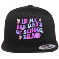In My 100 Days Of School Era Retro Disco 100th Day Of School Flat Bill Trucker Hat