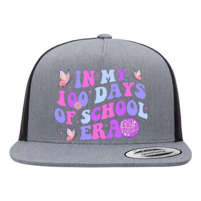 In My 100 Days Of School Era Retro Disco 100th Day Of School Flat Bill Trucker Hat