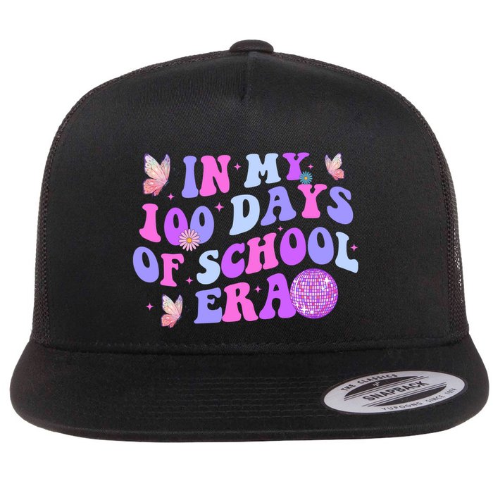 In My 100 Days Of School Era Retro Disco 100th Day Of School Flat Bill Trucker Hat