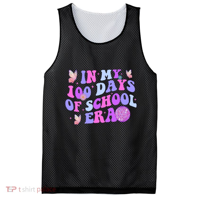 In My 100 Days Of School Era Retro Disco 100th Day Of School Mesh Reversible Basketball Jersey Tank