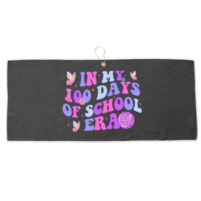 In My 100 Days Of School Era Retro Disco 100th Day Of School Large Microfiber Waffle Golf Towel