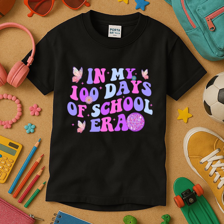 In My 100 Days Of School Era Retro Disco 100th Day Of School Kids T-Shirt