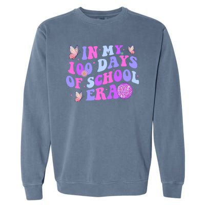 In My 100 Days Of School Era Retro Disco 100th Day Of School Garment-Dyed Sweatshirt