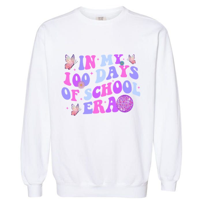 In My 100 Days Of School Era Retro Disco 100th Day Of School Garment-Dyed Sweatshirt