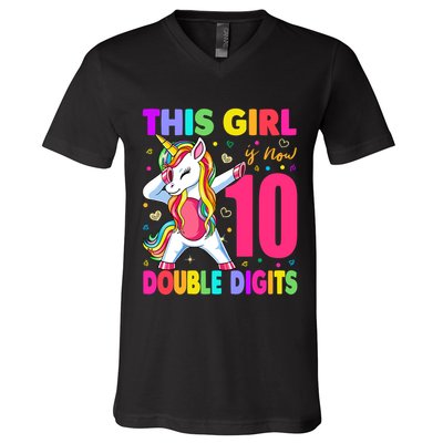 ItS My 10th Birthday Girl This Girl Is Now 10 Years Old V-Neck T-Shirt