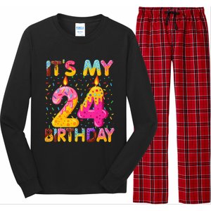 It's My 24th Birthday Sweet Donut 24 Years Old Funny Gift Long Sleeve Pajama Set