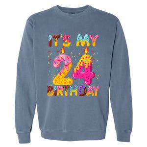 It's My 24th Birthday Sweet Donut 24 Years Old Funny Gift Garment-Dyed Sweatshirt