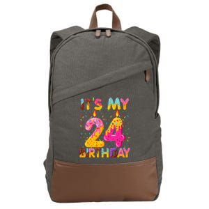 It's My 24th Birthday Sweet Donut 24 Years Old Funny Gift Cotton Canvas Backpack