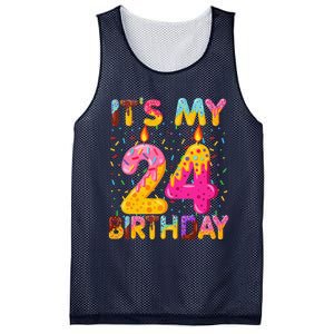 It's My 24th Birthday Sweet Donut 24 Years Old Funny Gift Mesh Reversible Basketball Jersey Tank